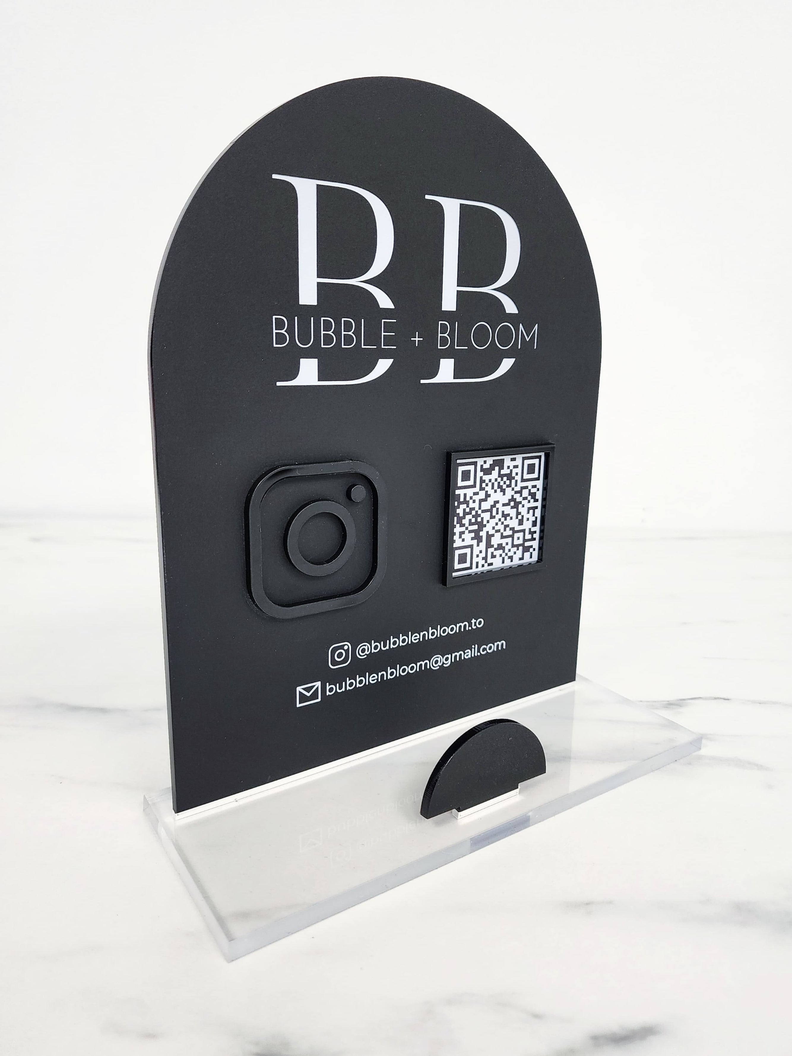 Custom Acrylic Business Card Holder & Social Media Plaque
