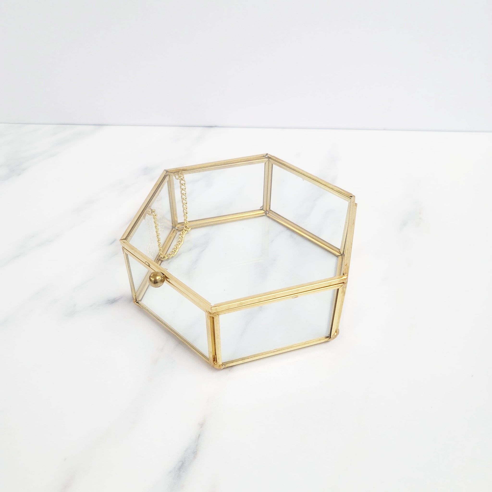 Gold Hexagon Jewelry Box