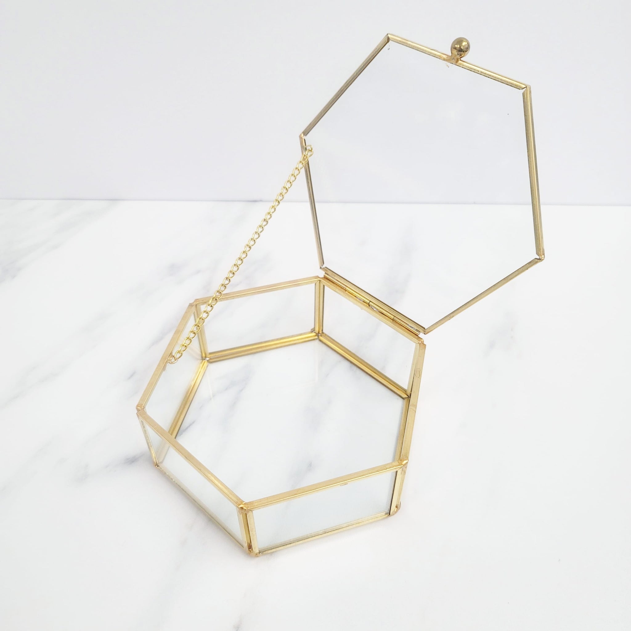 Gold Hexagon Jewelry Box