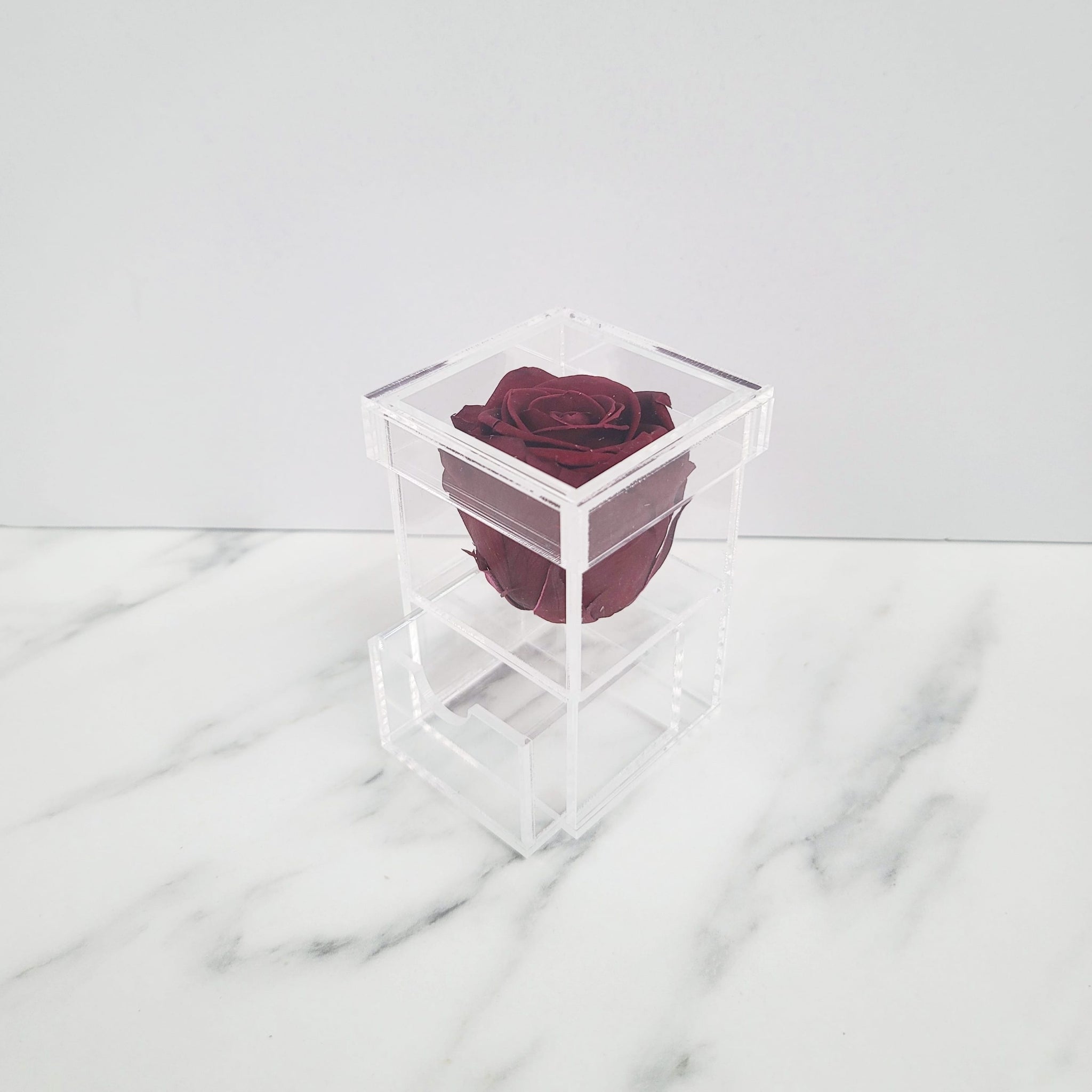 Clear Acrylic Rose Box with Drawer | 4"