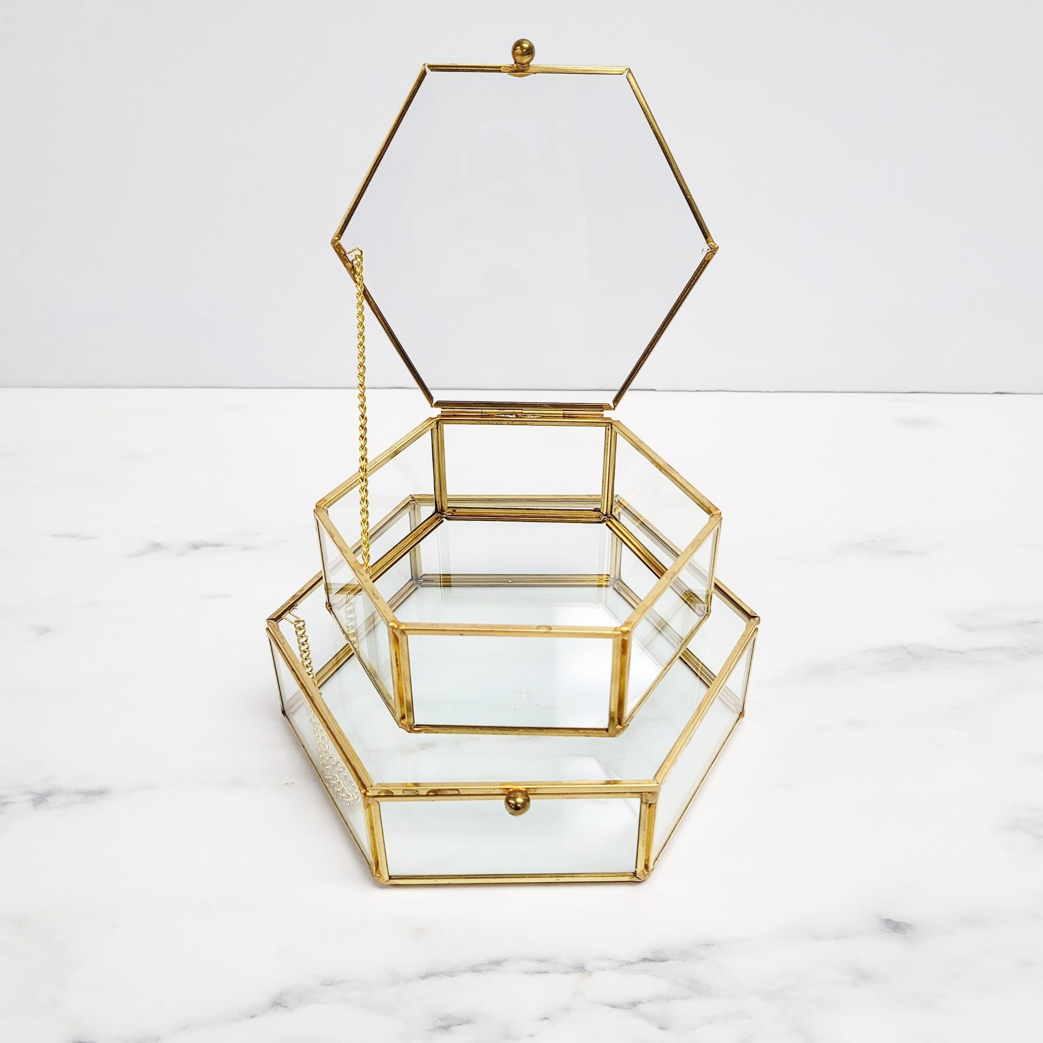 Gold Hexagon Jewelry Box
