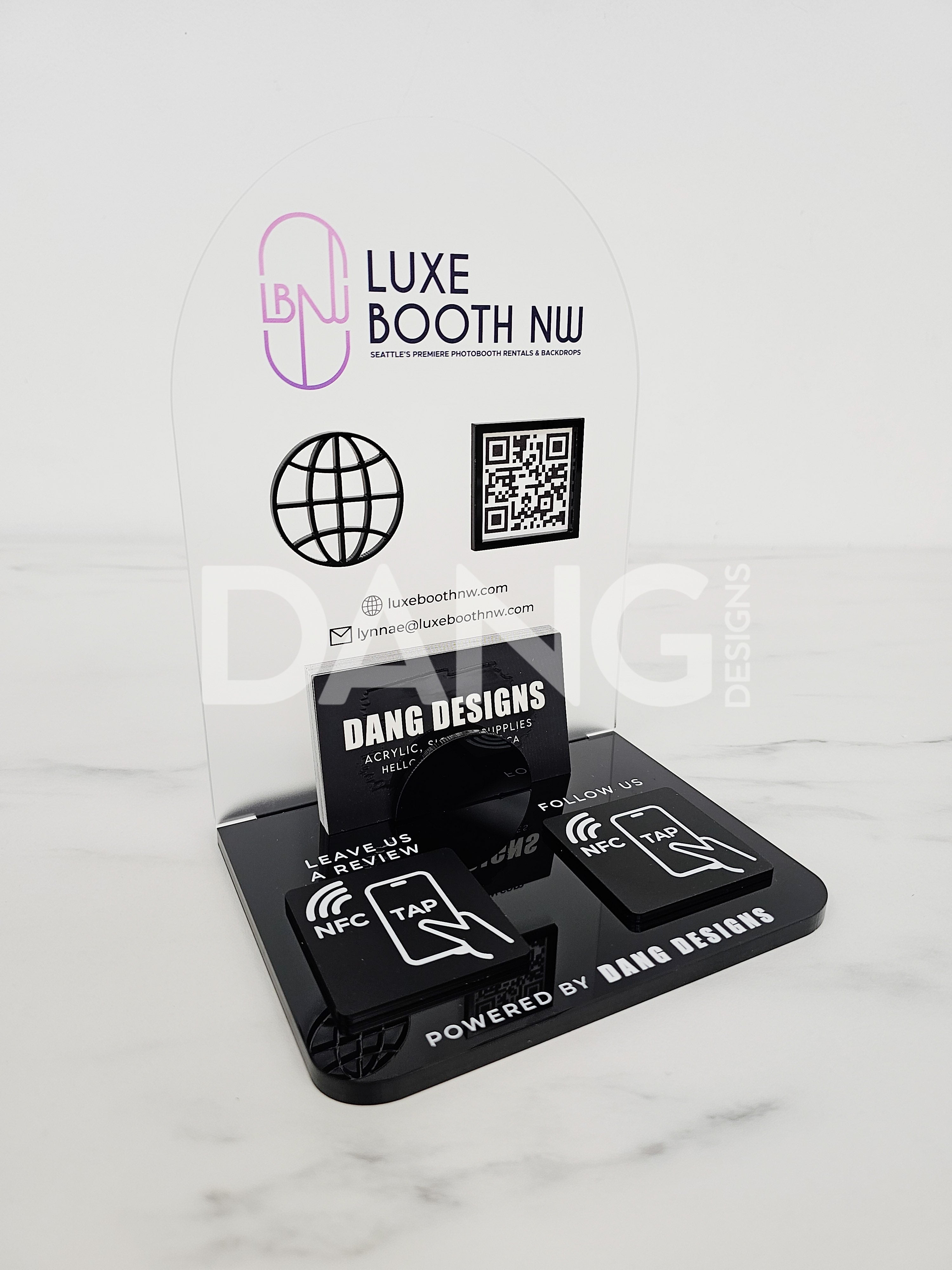 Custom Acrylic NFC Arch & Business Card Holder Sign | 6 x 8"