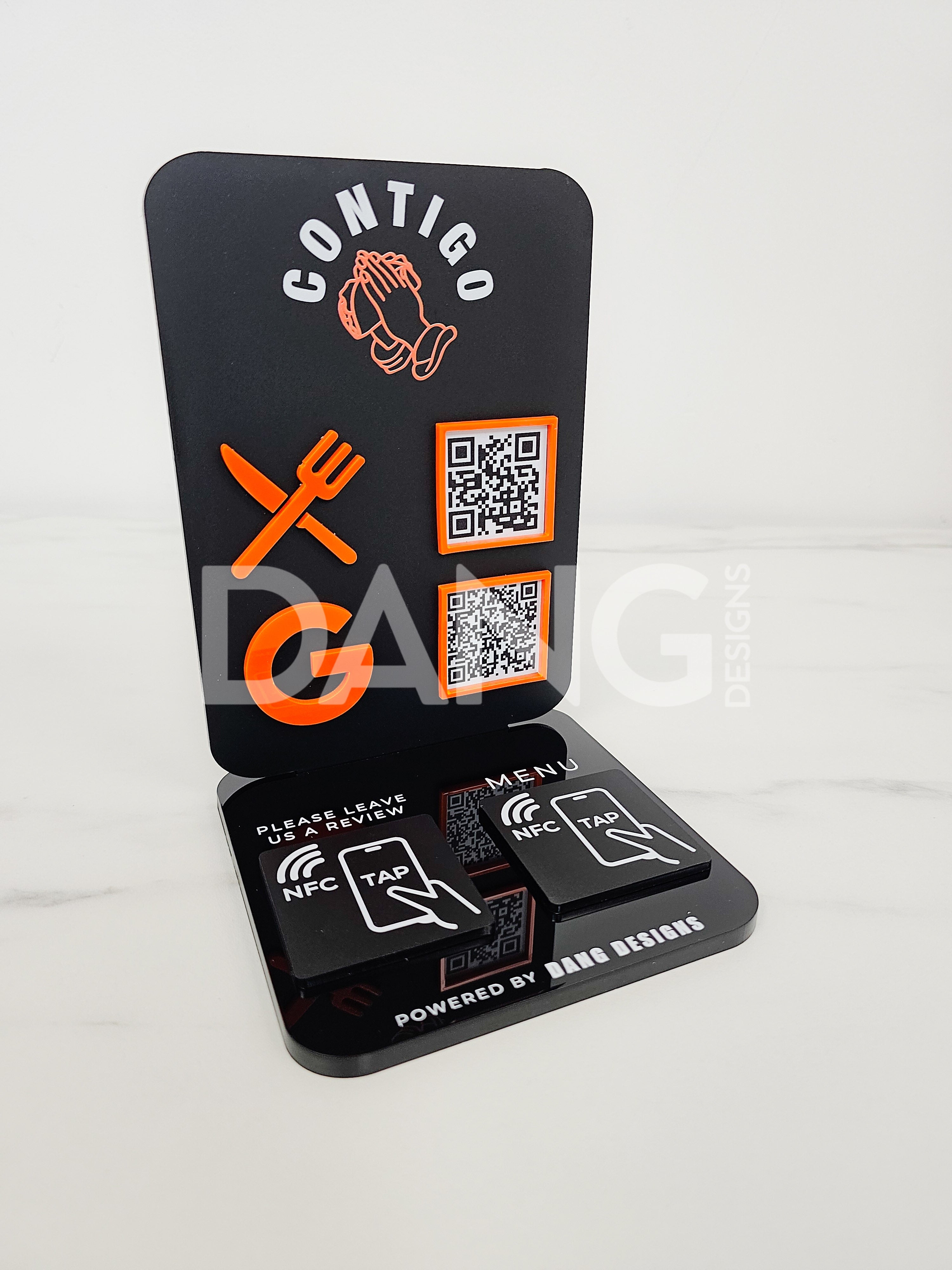 Custom Acrylic NFC Menu & Review Sign – Dang Designs