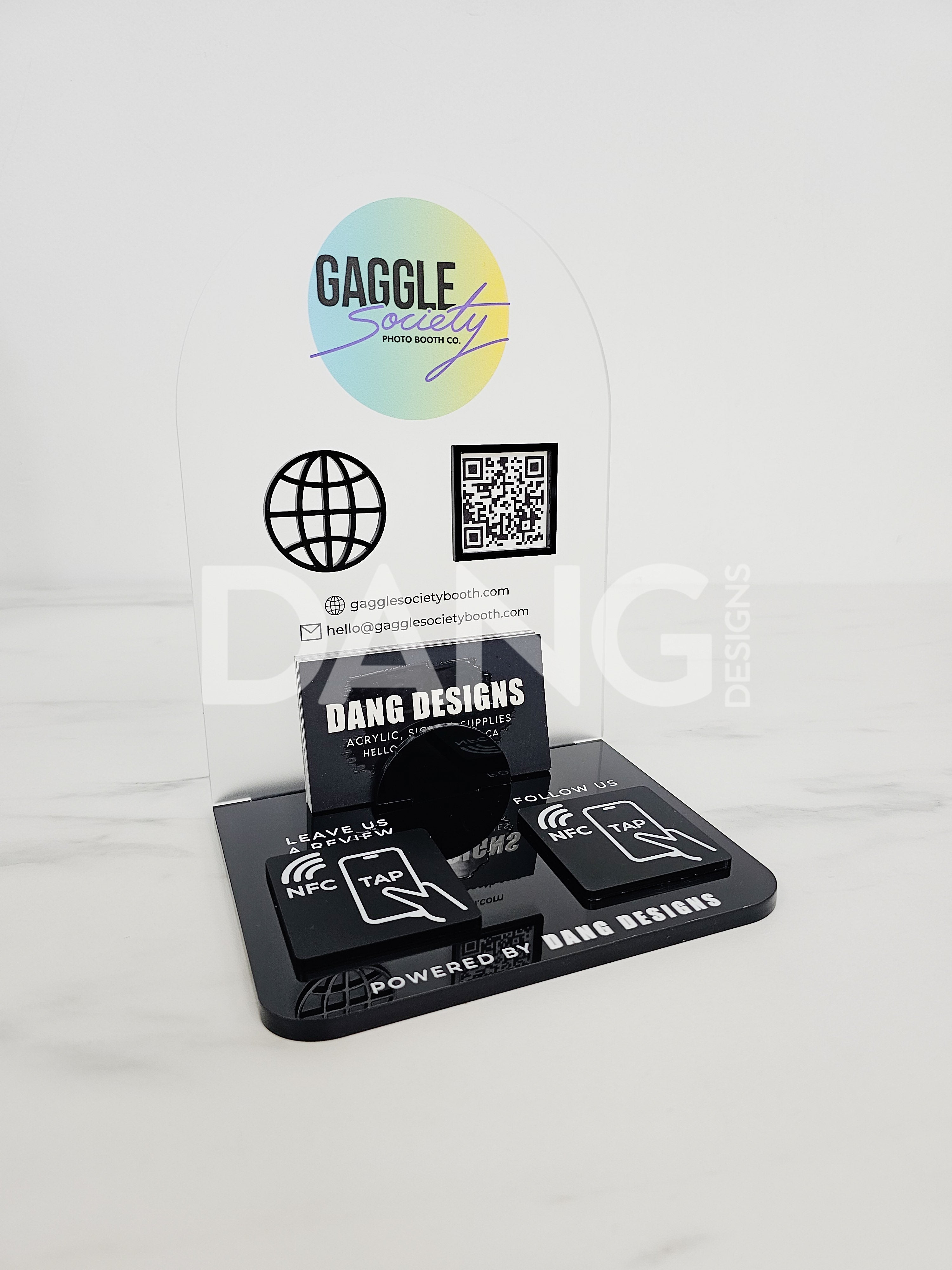 Custom Acrylic NFC Arch & Business Card Holder Sign | 6 x 8"