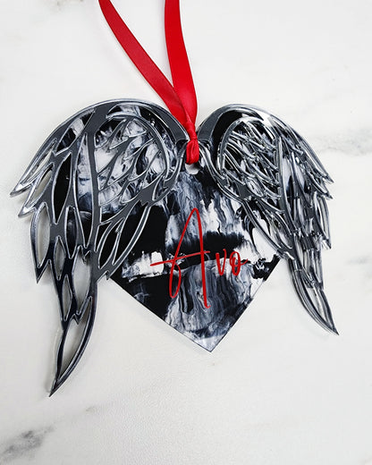 Angel Wing Heart Ornament | Layered Acrylic | 3mm