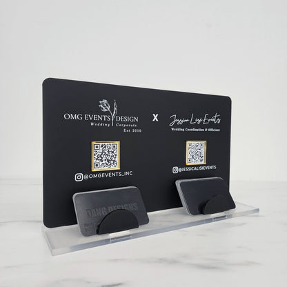 Dual Business Card Holder & Social Media Plaque | 12 x 7"