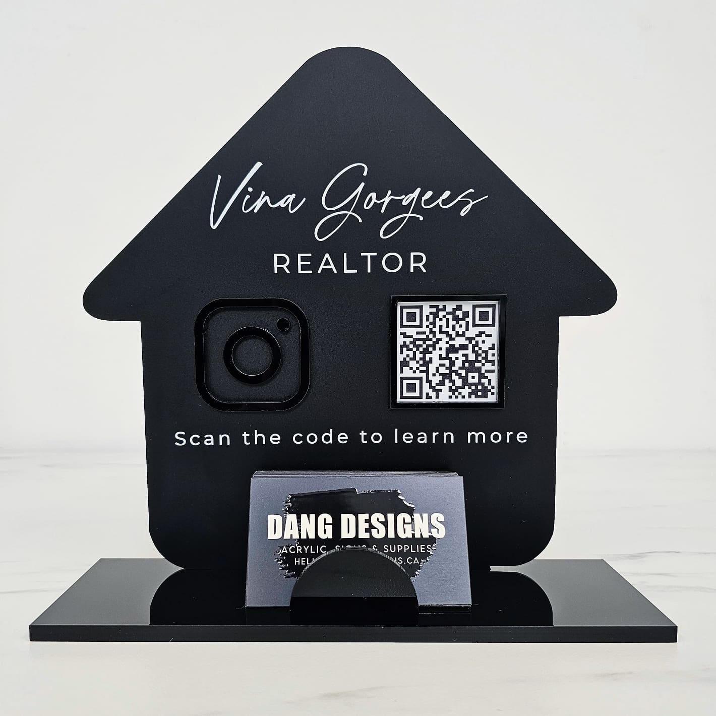 House Social Media Plaque & Business Card Holder | 9"