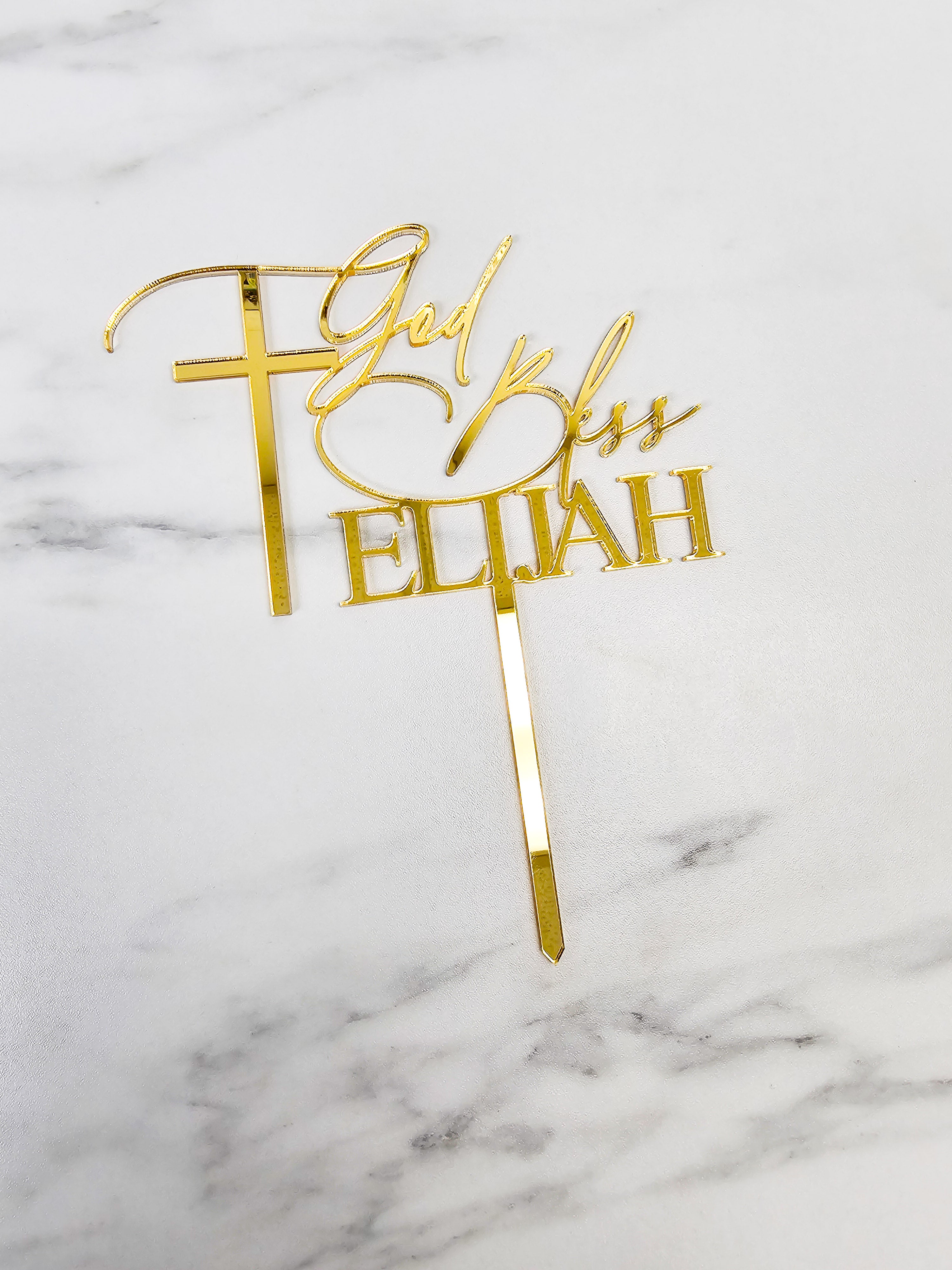 V2 God Bless Name | Acrylic Cake Topper