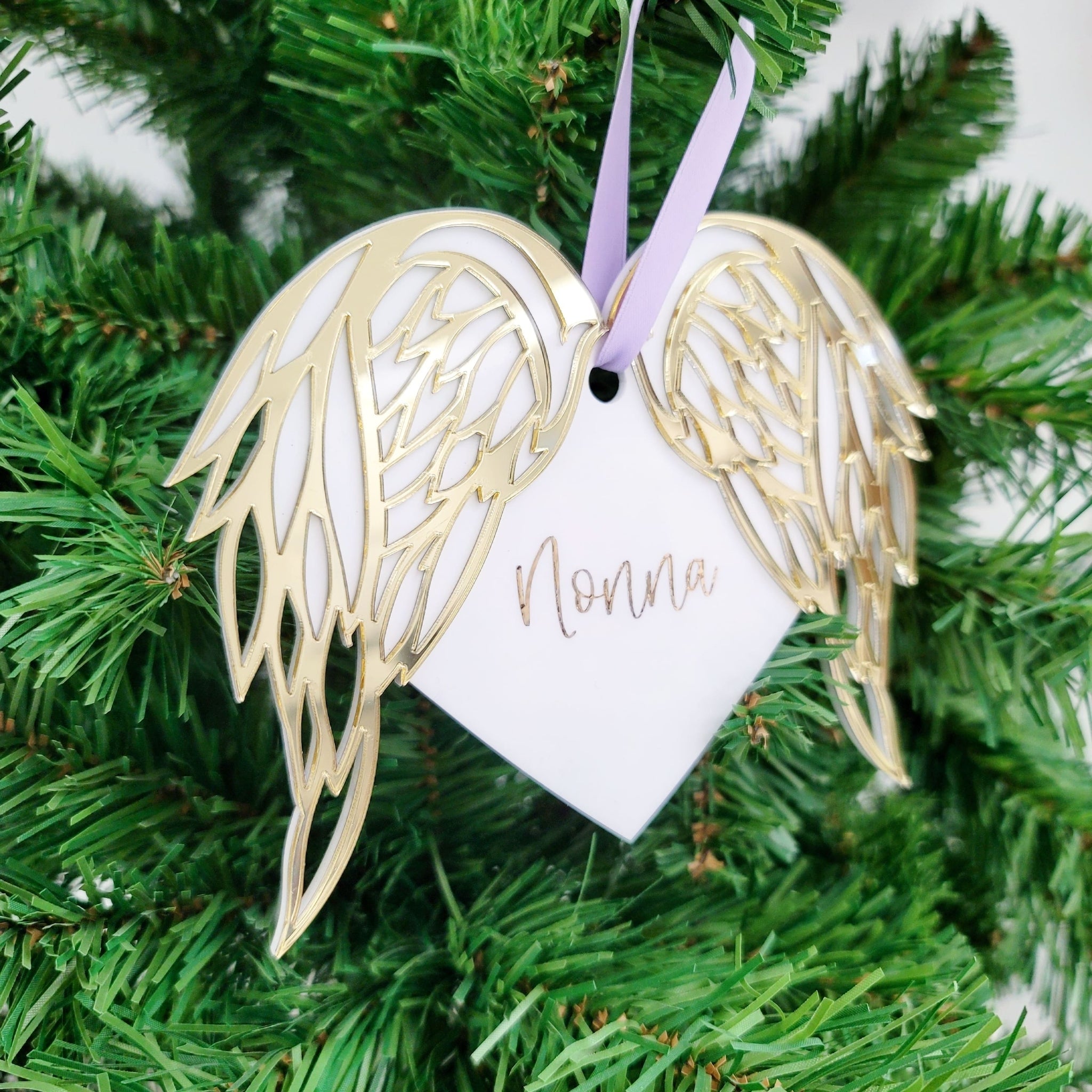 Angel Wing Heart Ornament | Layered Acrylic | 3mm