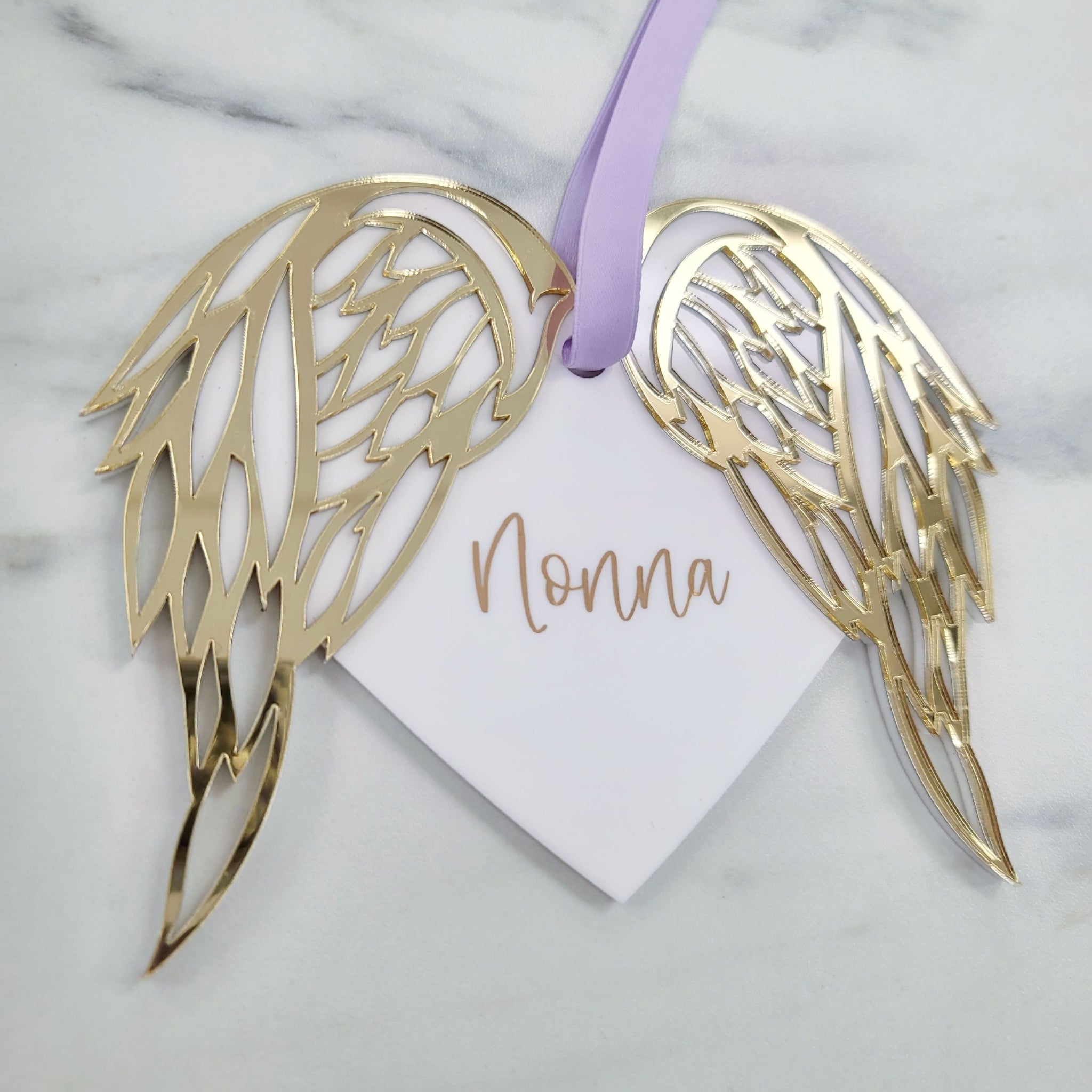 Angel Wing Heart Ornament | Layered Acrylic | 3mm