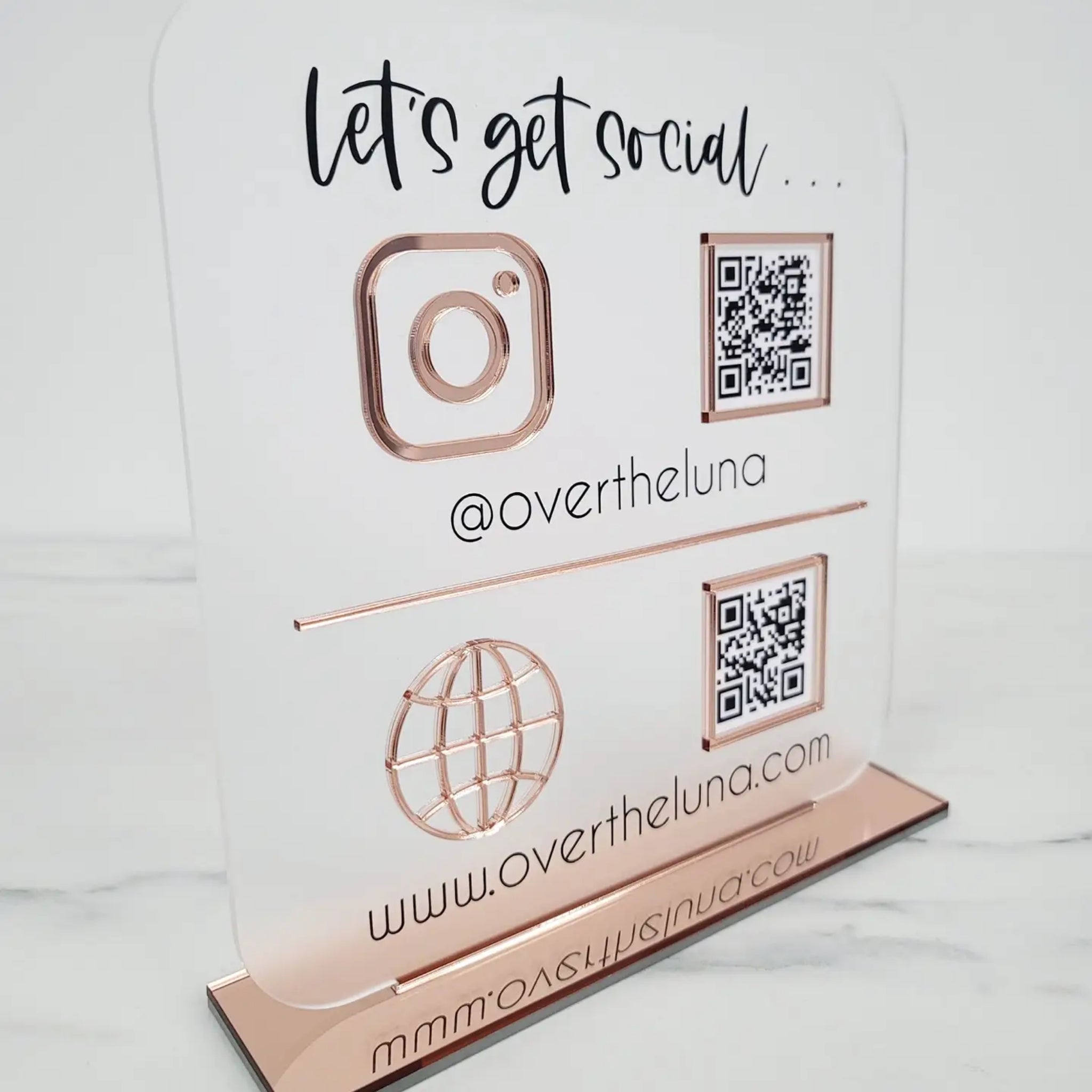 Custom Acrylic "Lets Get Social" Social Media Plaque