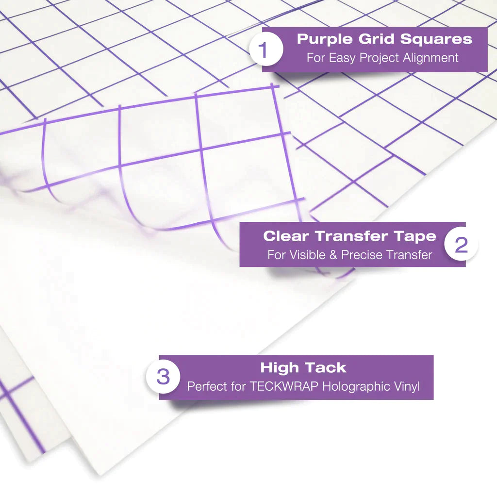 Purple Grid Medium Tack Transfer Tape | Teckwrap - 12" x 10ft