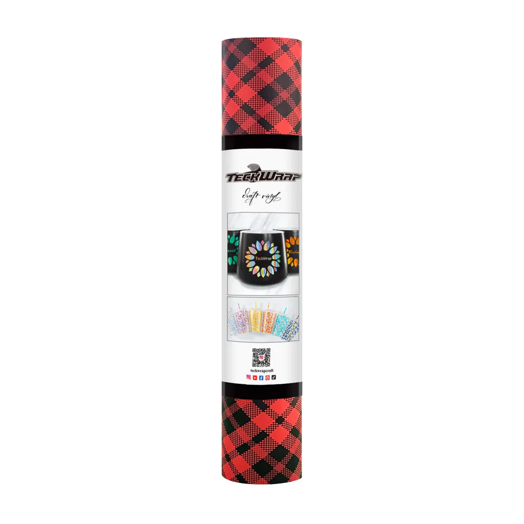 Buffalo Plaid Adhesive Craft Vinyl | Teckwrap | 12" x 5ft