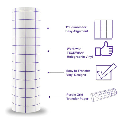 Purple Grid Medium Tack Transfer Tape | Teckwrap - 12" x 10ft