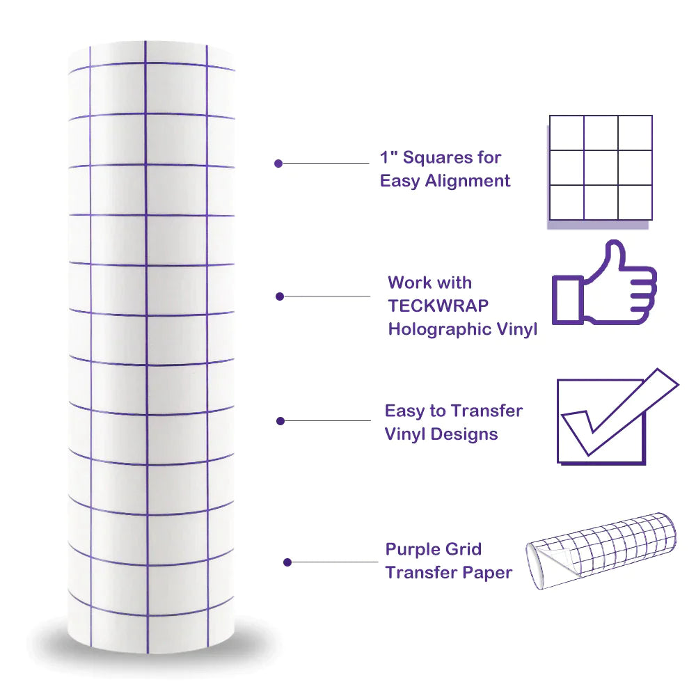 Purple Grid Medium Tack Transfer Tape | Teckwrap - 12" x 10ft