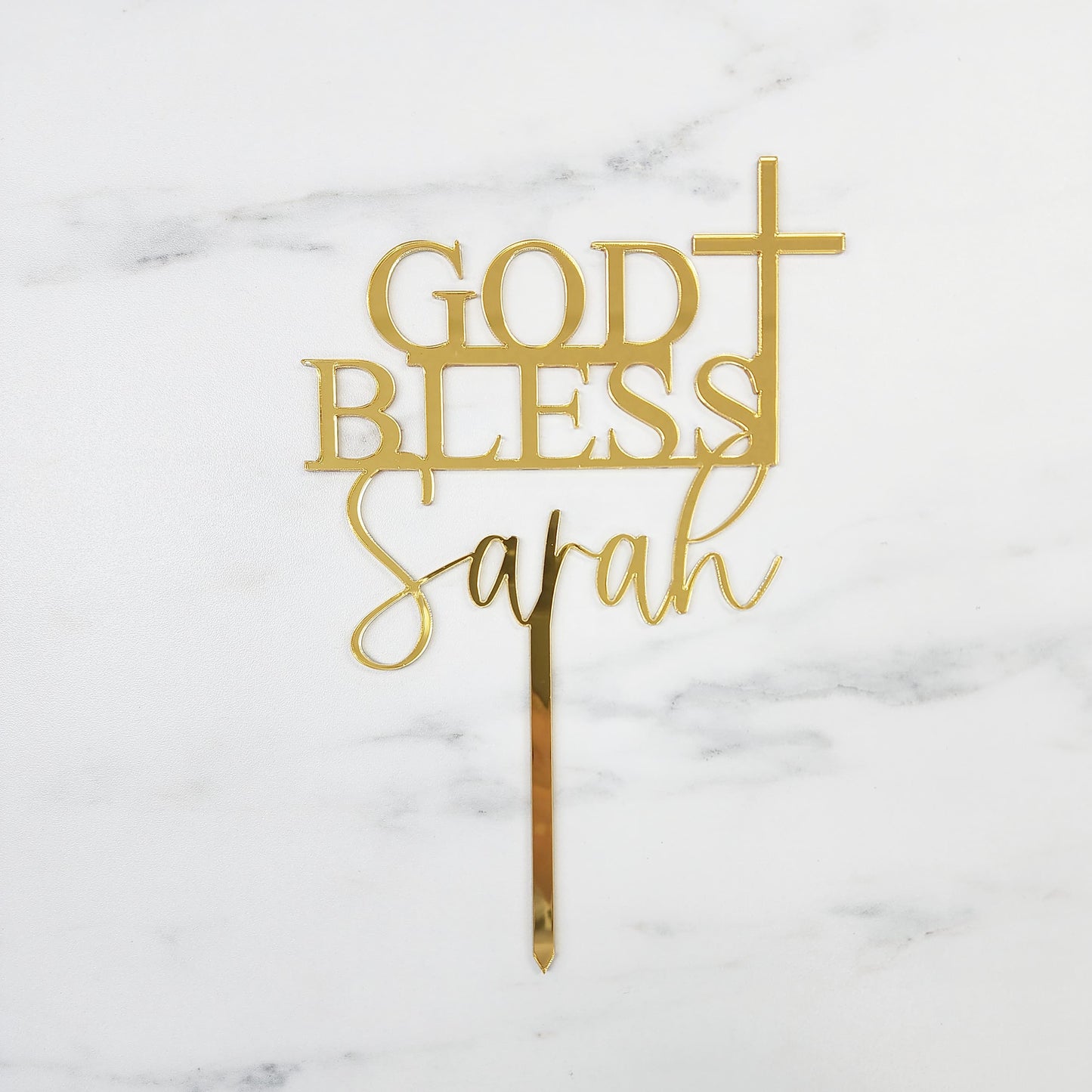 God Bless Name | Acrylic Cake Topper