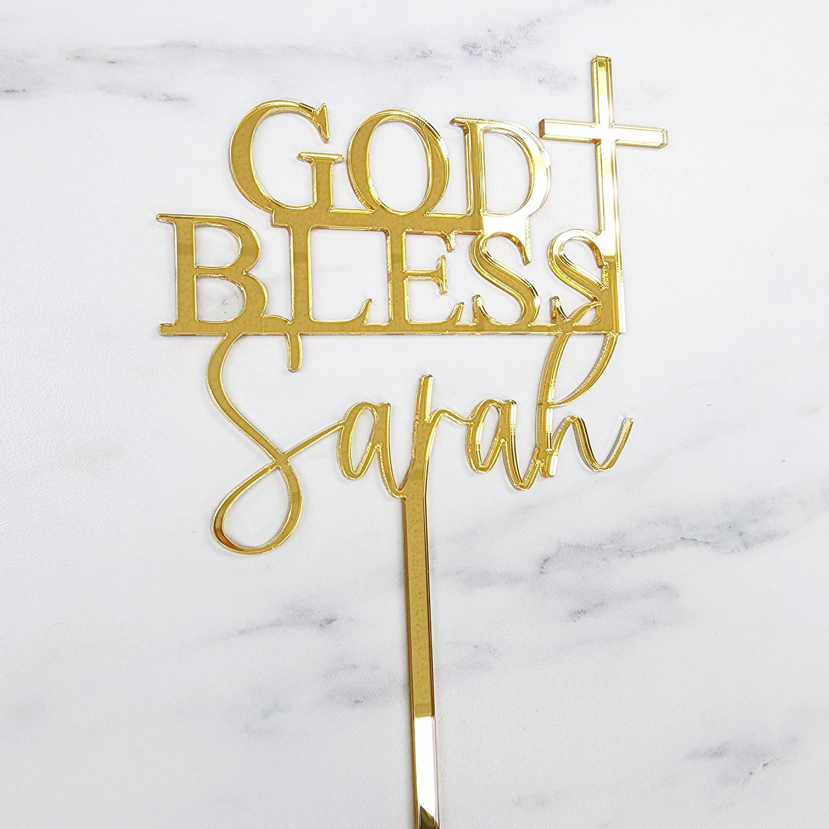 God Bless Name | Acrylic Cake Topper