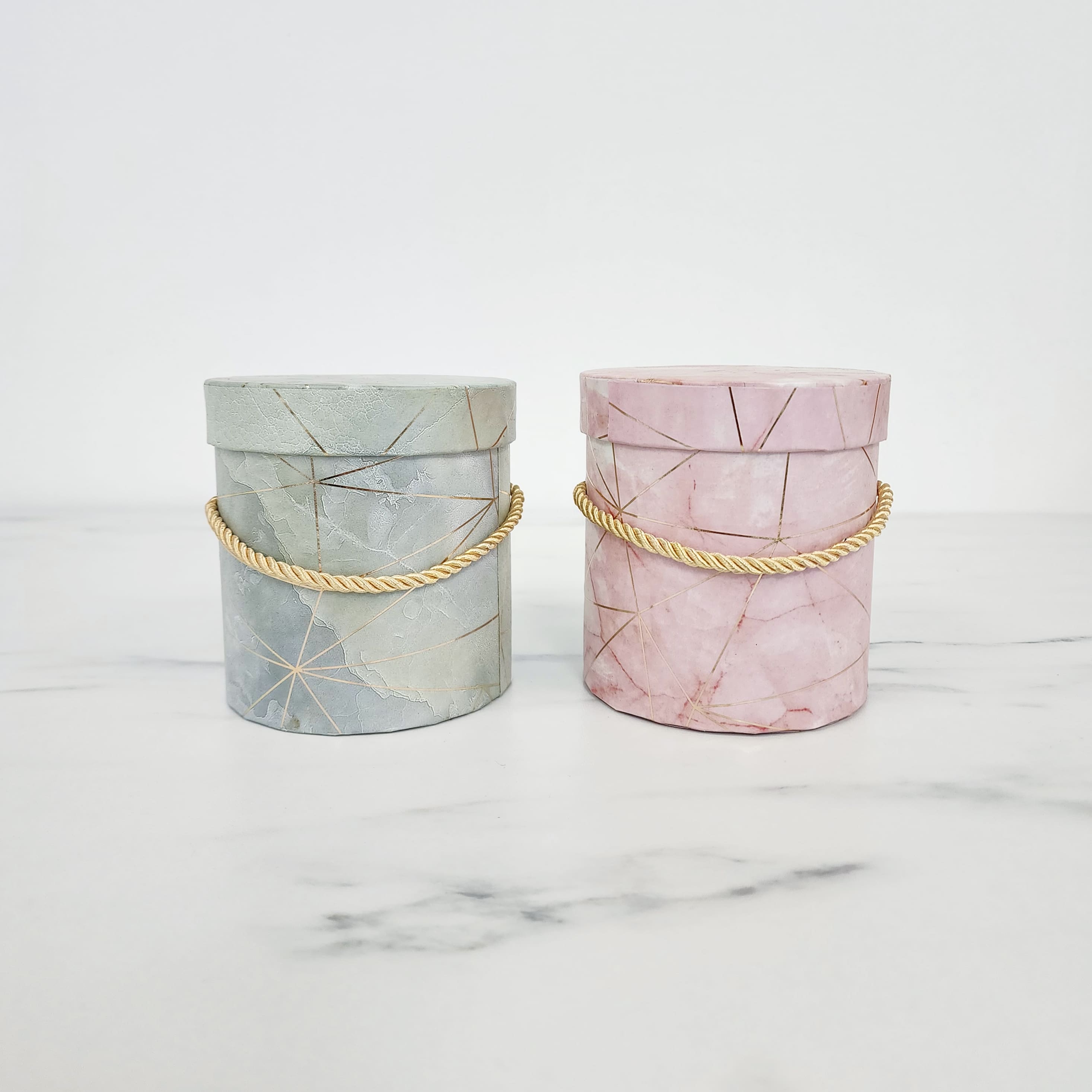 Round Gift Box | Geometric Marbled