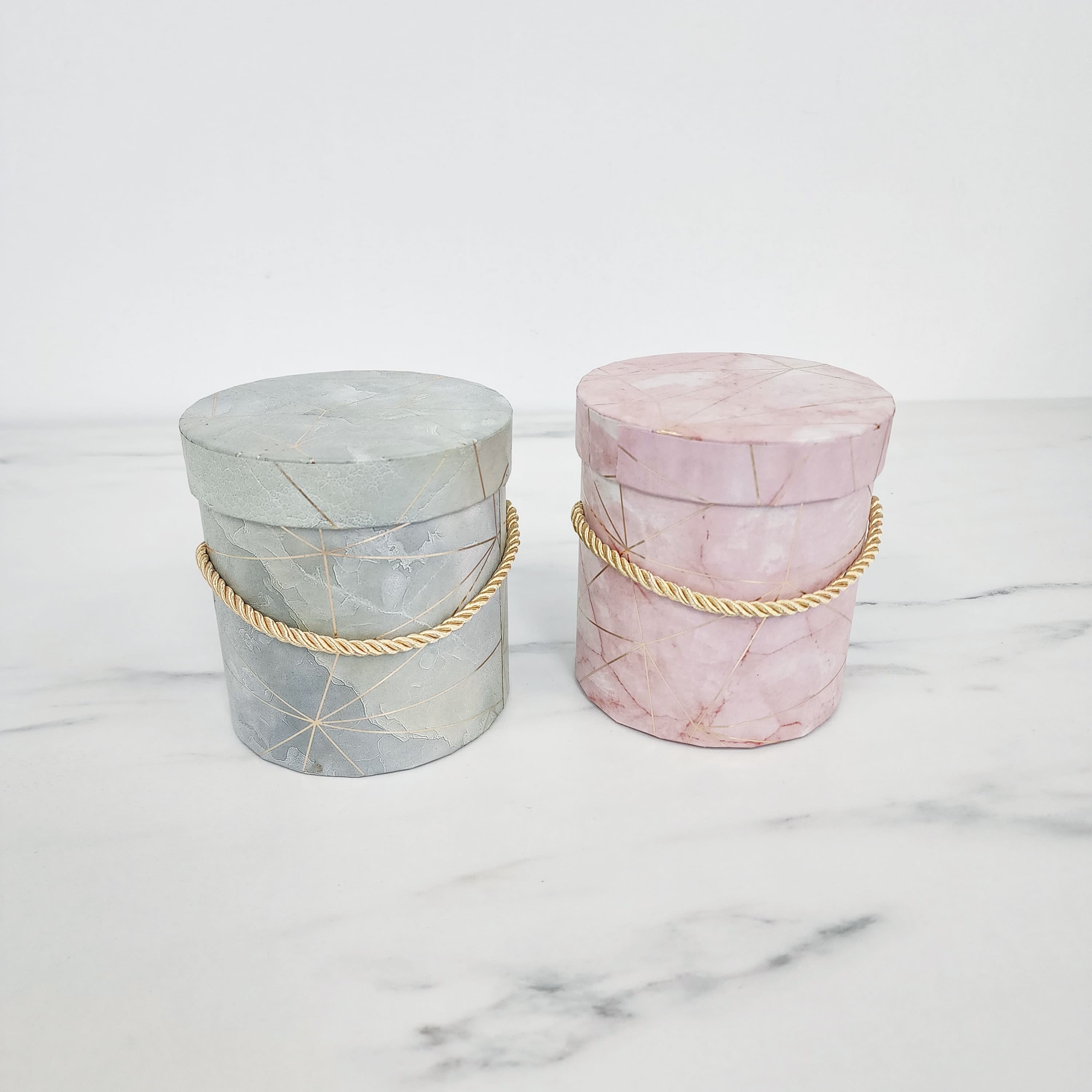 Round Gift Box | Geometric Marbled