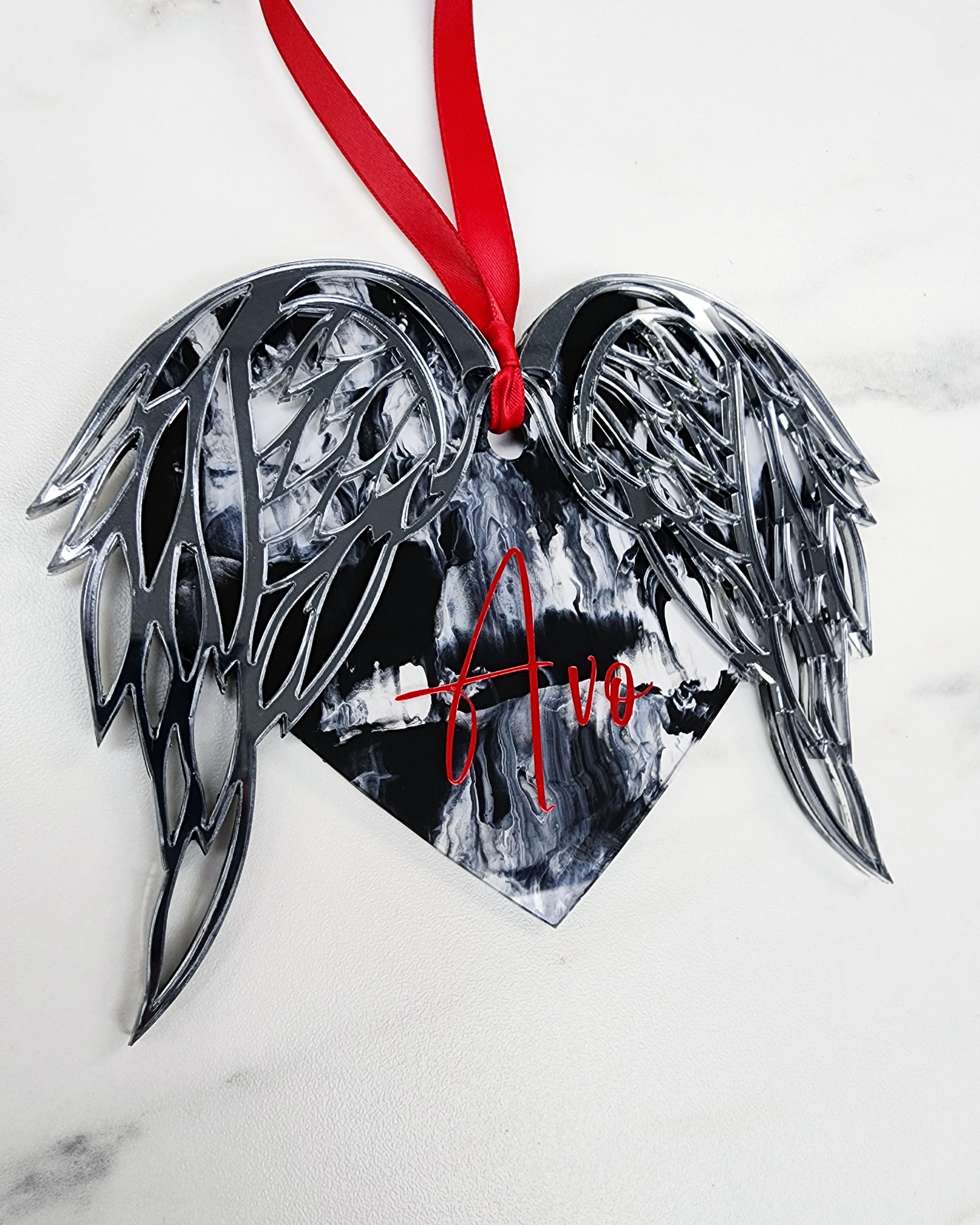 Custom Angel Wing Heart Ornament | Layered Acrylic | 3mm