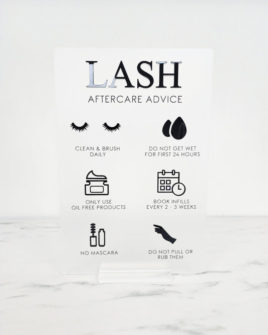 Lash Aftercare Acrylic Sign