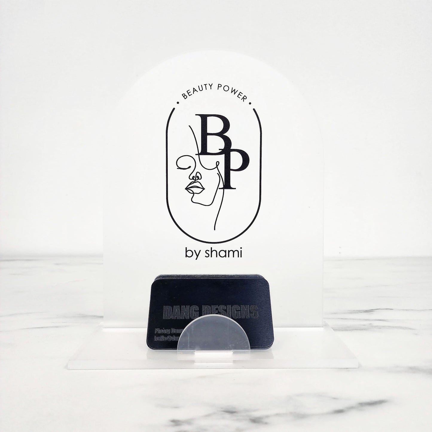 Custom Business Card Holder & Sign