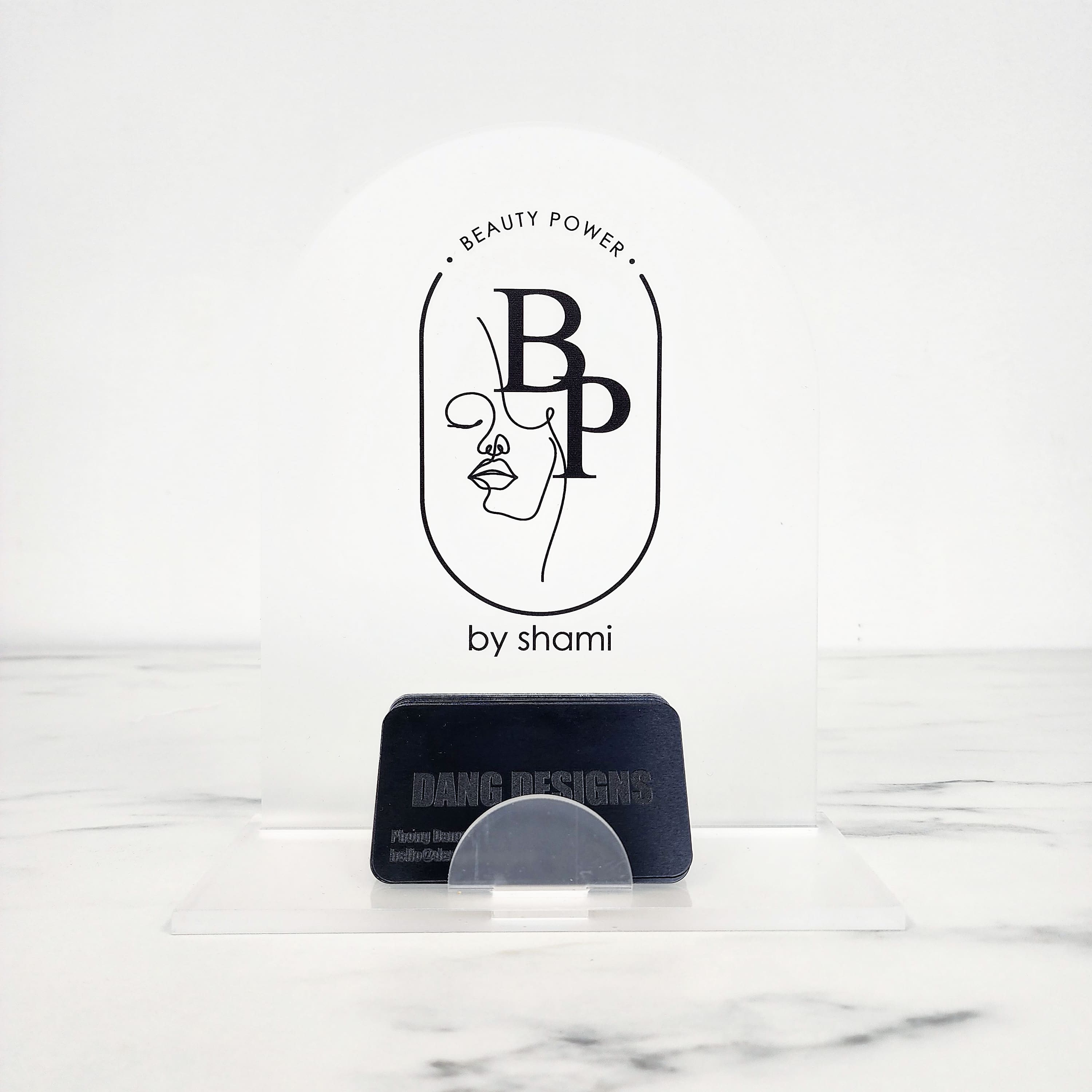 Custom Acrylic Business Card Holder & Sign