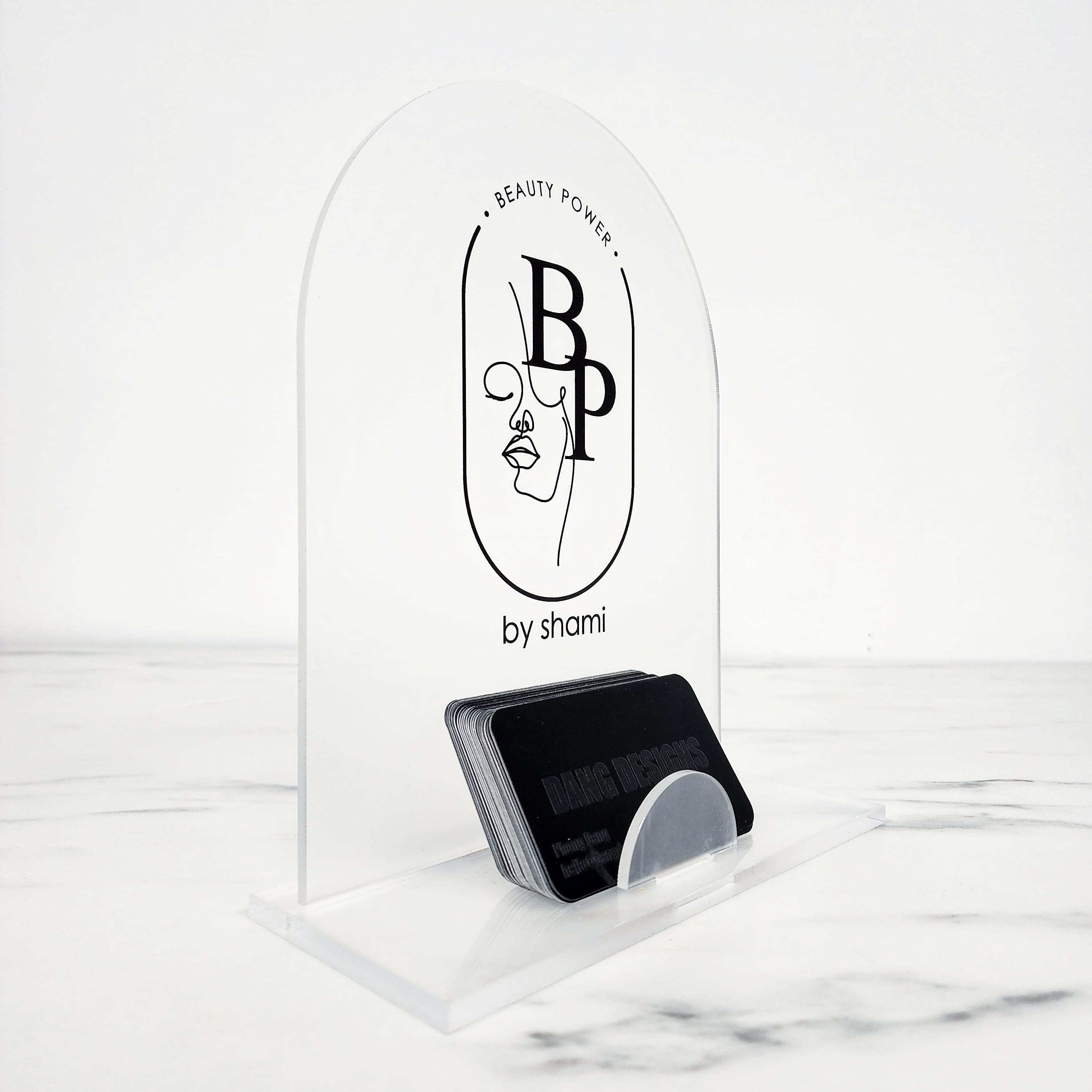 Custom Acrylic Business Card Holder & Sign