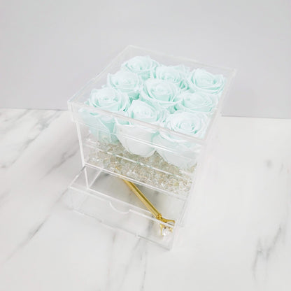 Clear Acrylic Rose Box with a Drawer | TALL | 9 Stem
