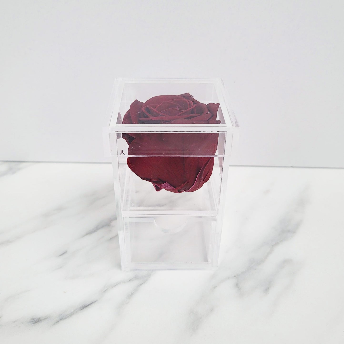 Clear Acrylic Rose Box with Drawer | 4"