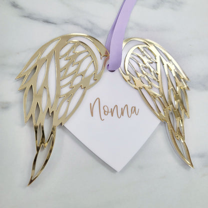 Custom Angel Wing Heart Ornament | Layered Acrylic | 3mm