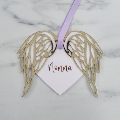 Custom Angel Wing Heart Ornament | Layered Acrylic | 3mm